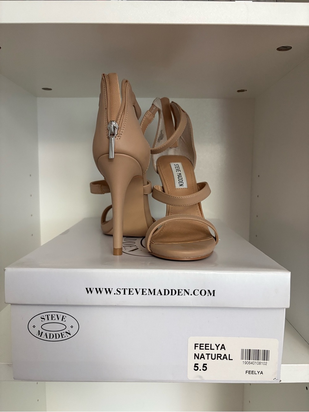 Steve Madden Feelya Tan Strappy Stiletto Sandals